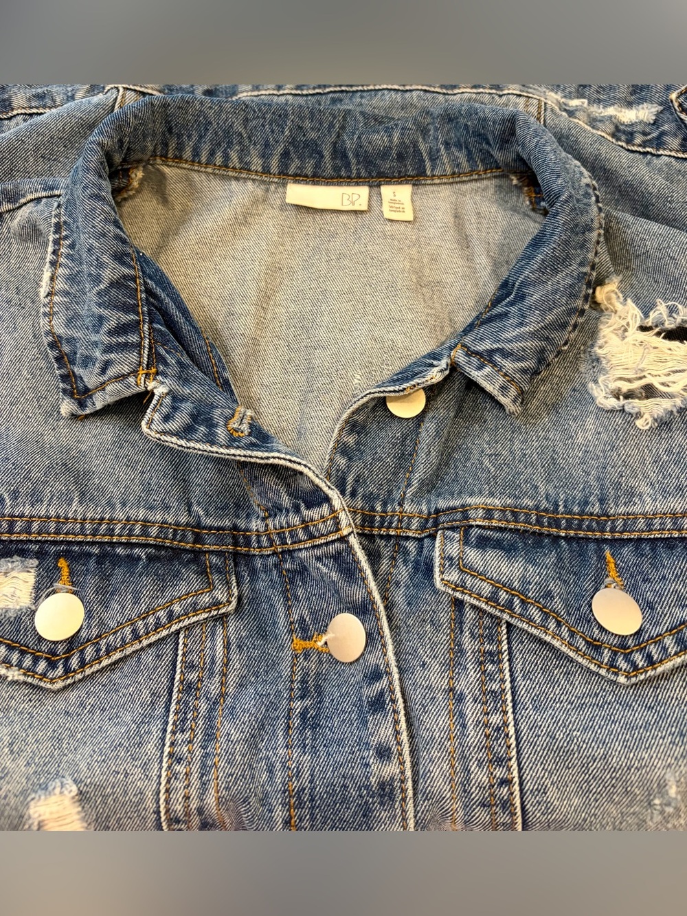 EUC! BP Light Blue Distressed Denim Jacket Women’s Size
